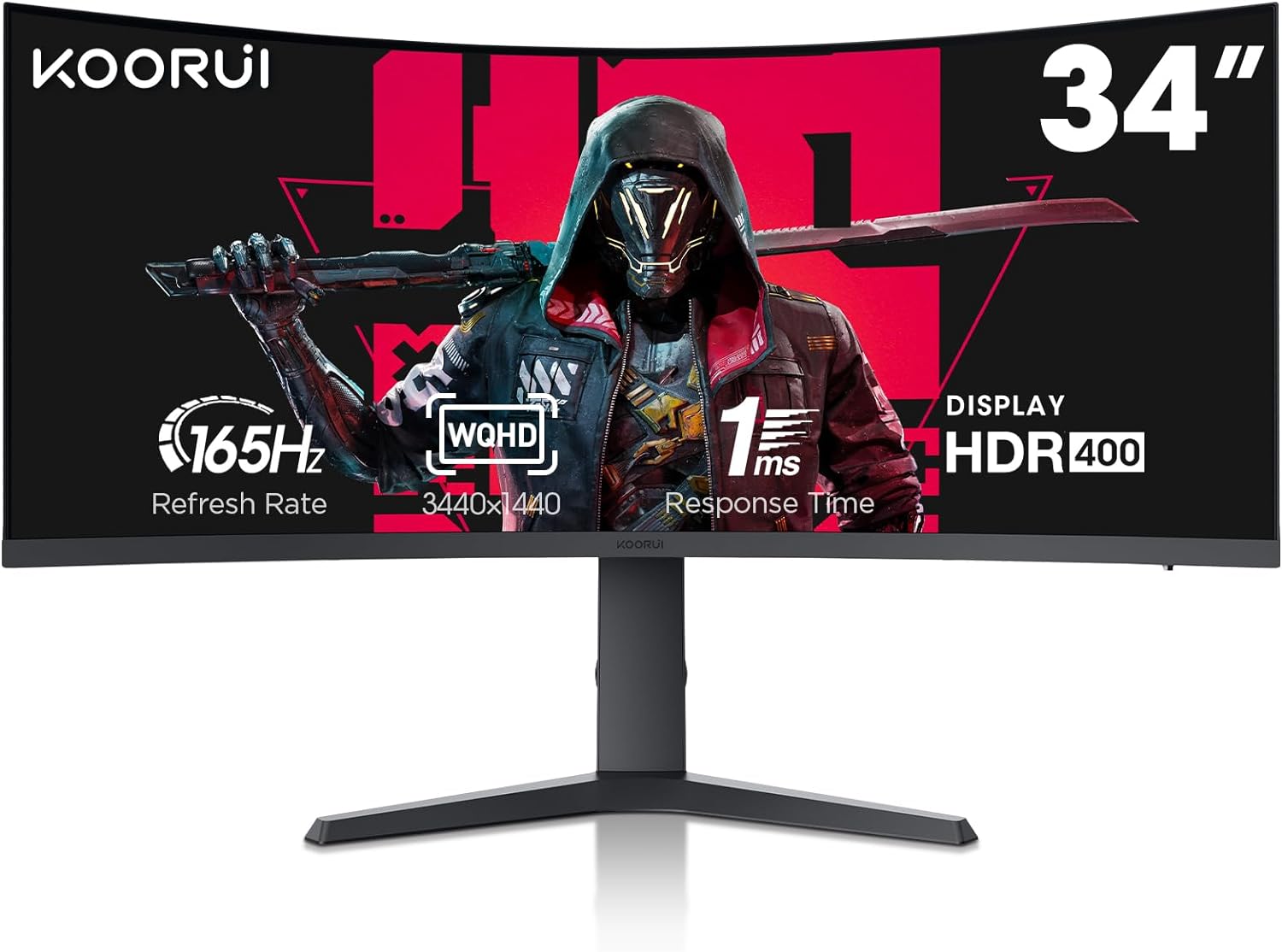 KOORUI 34 pouces ultra-large écran de jeu incurvé 144Hz 165Hz